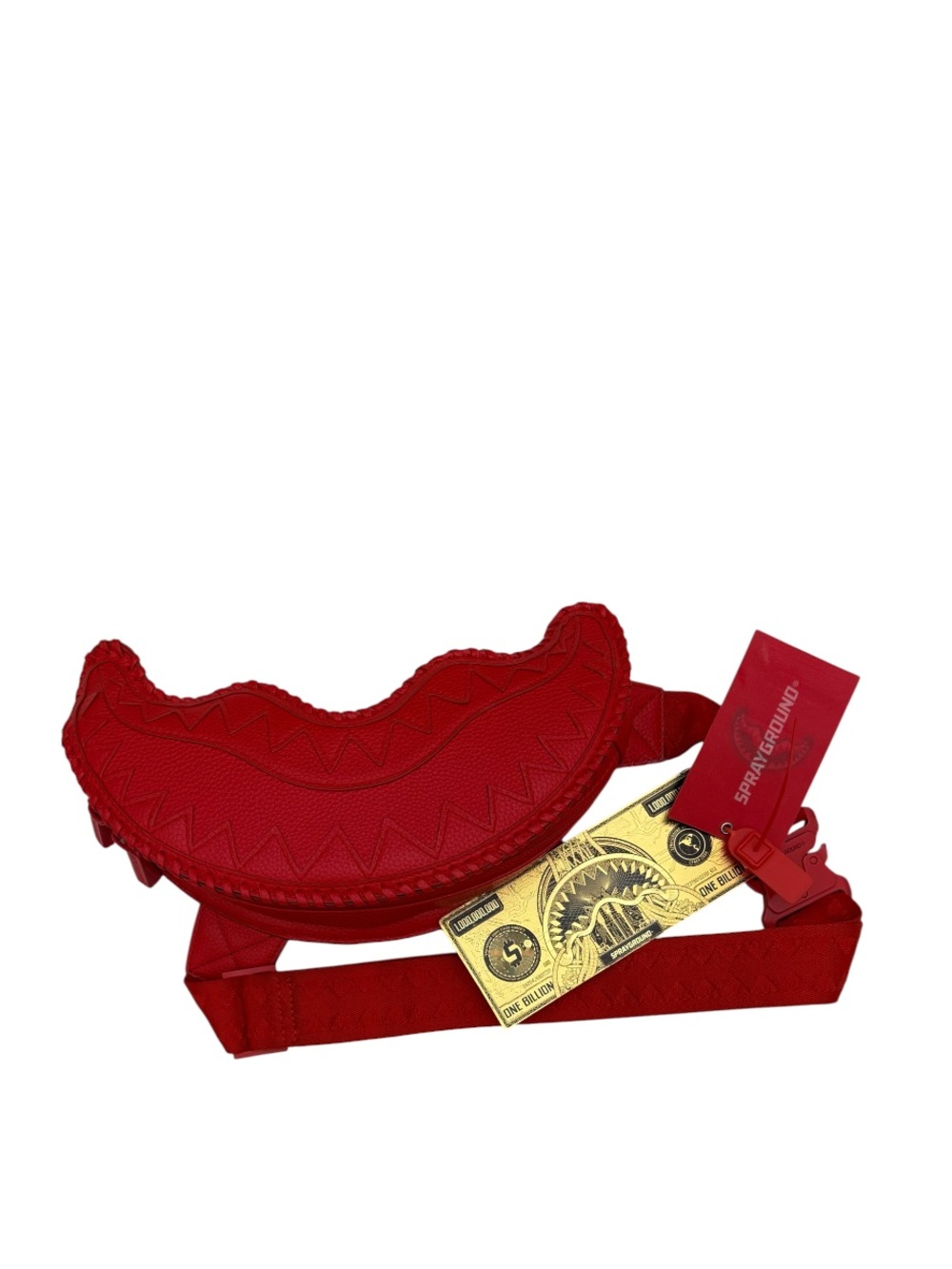 SPRAYGROUND - RED LEATHER LIMITED EDITION SHARKMOUTH CROSSBODY BAG “RED RIVIERA”